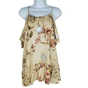 NEW Chaser Womens Heirloom Peplum Ruffle Cami Blouse Top M Floral Sleeveless